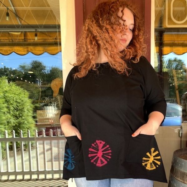 Starburst Tie Dye 3/4 Sleeve Swing Top