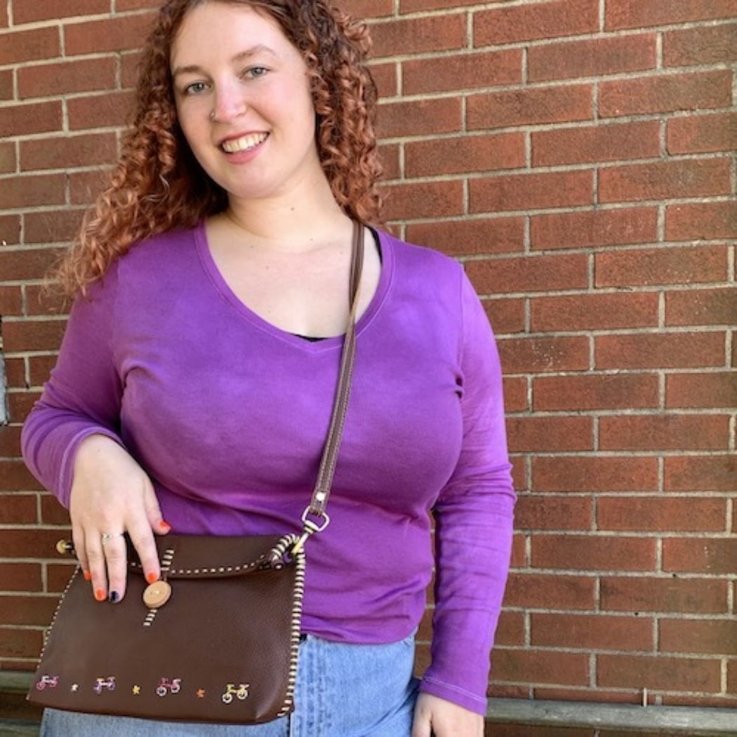 Bicycle Embroidered Leather Crossbody Bag