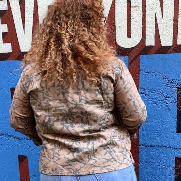 Ana Batik Print Three Quarter Sleeve Button Up Shirt