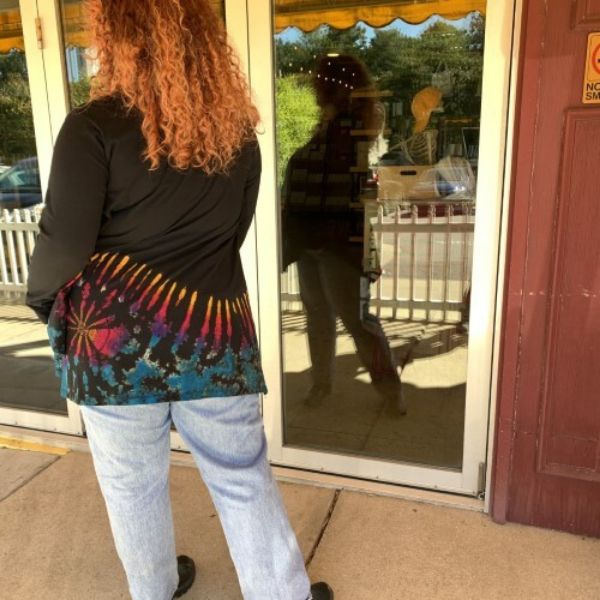 	Tie Dye Long Sleeve Boat Neck Top