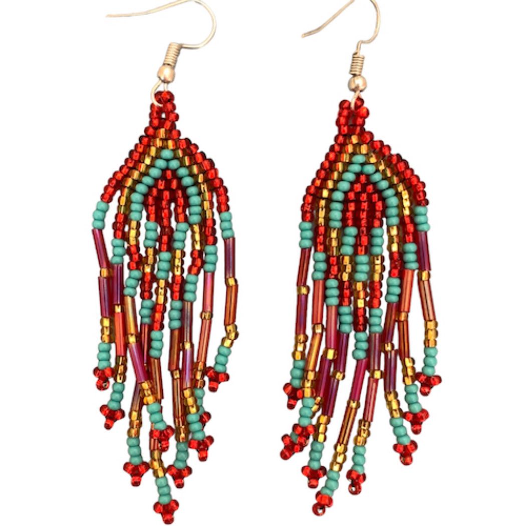 Picture of diamond fringe beaded earrings