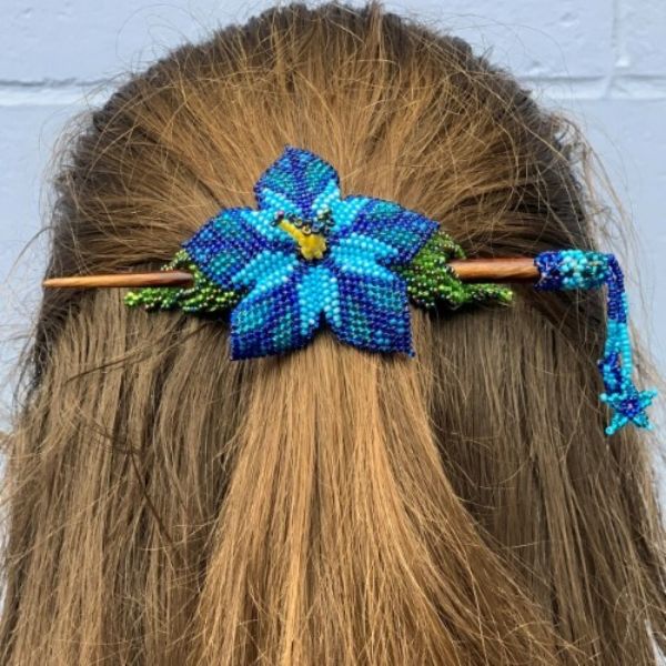 Picture of beaded floral hair stick