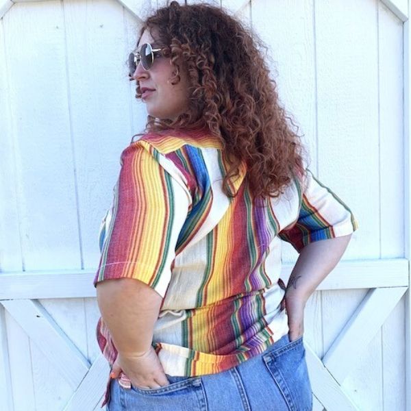 Picture of ikat short sleeve button up shirt