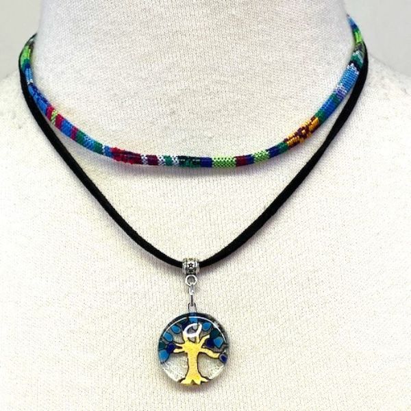 Tree of Life Fused Glass Double Choker