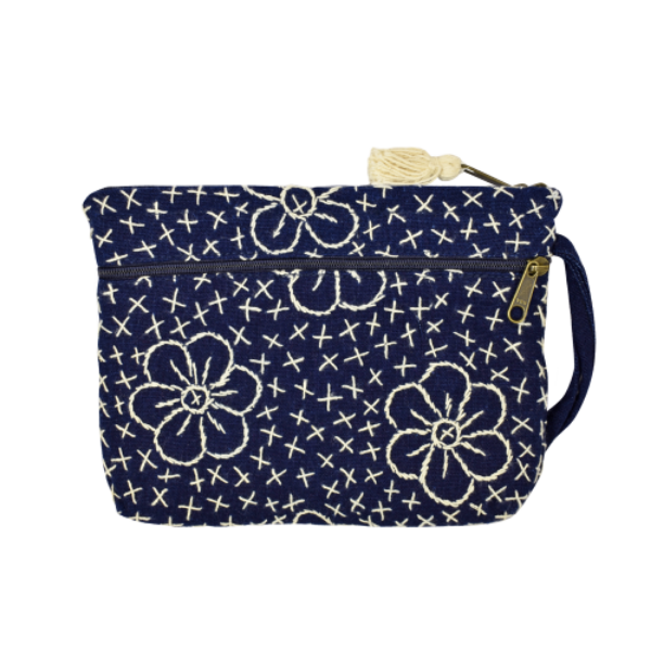 Picture of indigo two pocket wristlet