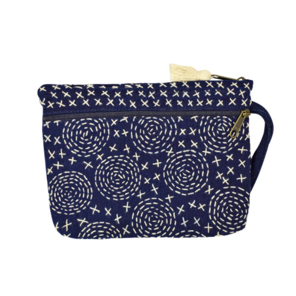Picture of indigo two pocket wristlet