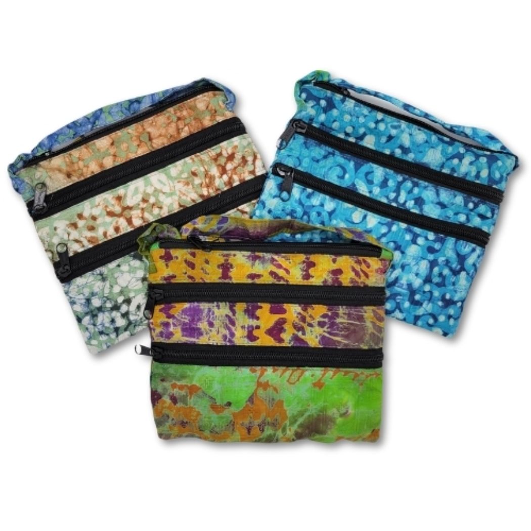 Batik Three Pocket Crossbody Bag