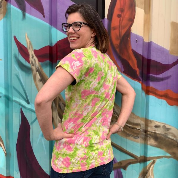 Green Patterns Batik Print Cap Sleeve Top