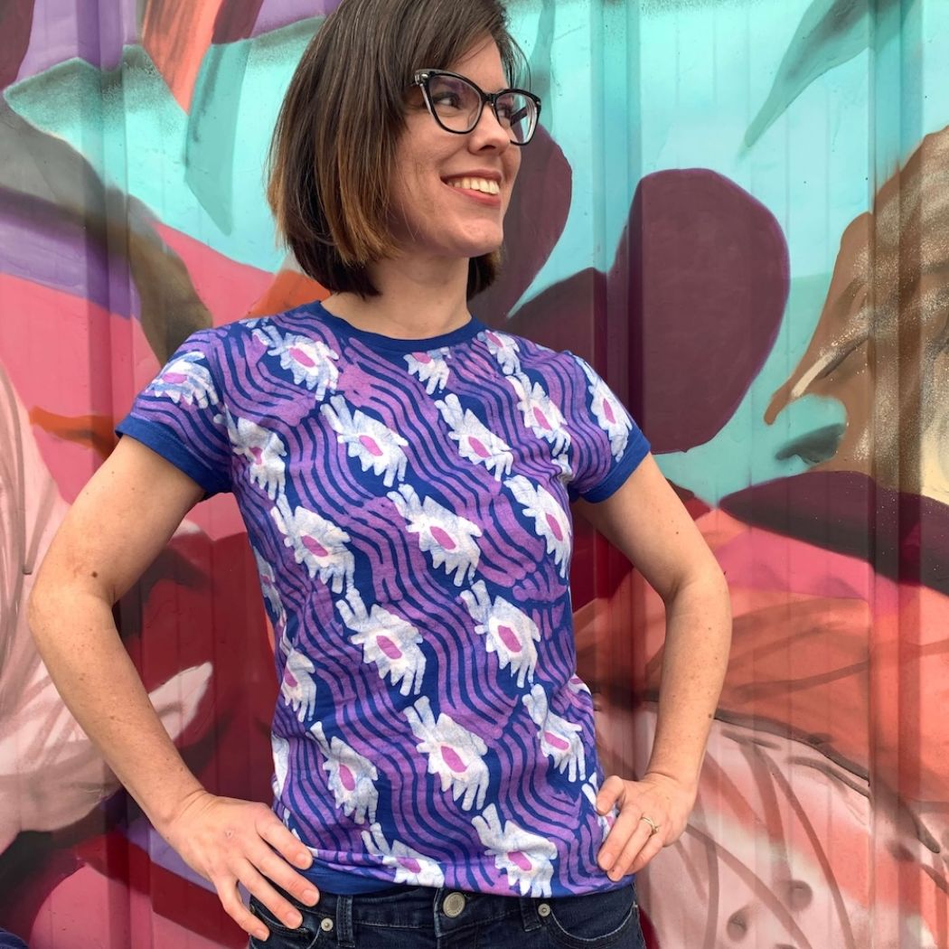 Purple Patterns Batik Print Cap Sleeve Top