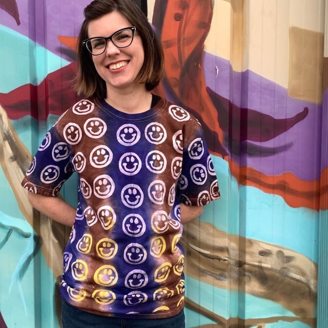 Smiley Faces Batik Print Cotton T-Shirt