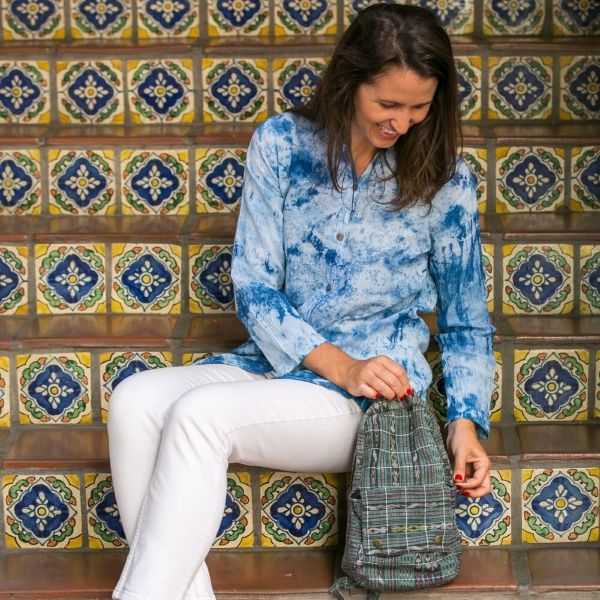 Indigo Long Sleeve Button Down Shirt