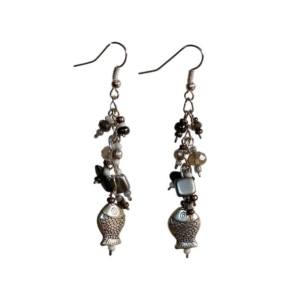 Coastal Coral Beaded Chain Earrings