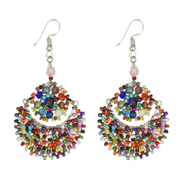 Picture of moon flower beaded earrings