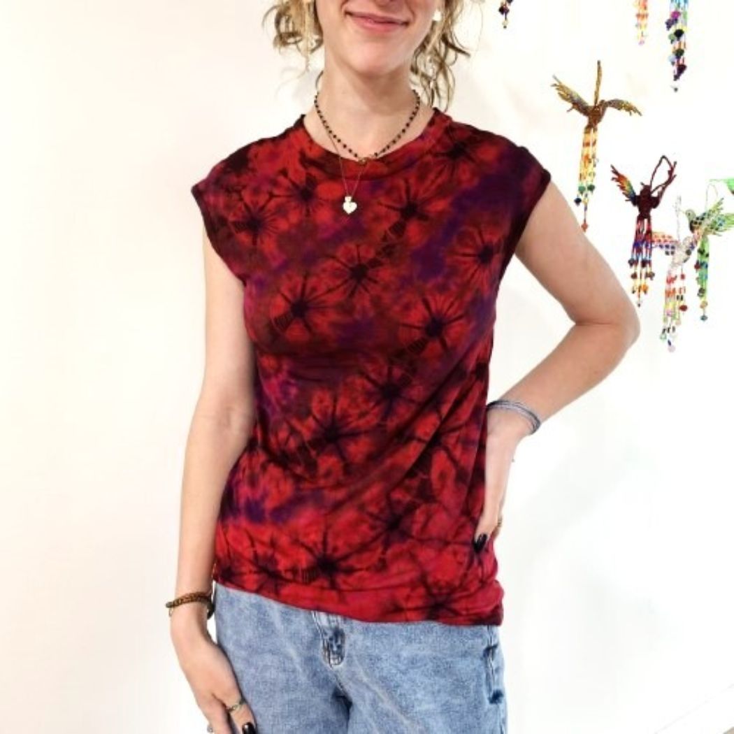 Tie Dye Cap Sleeve Top