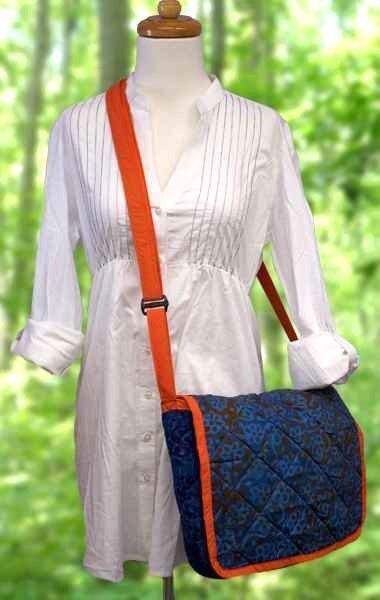 Picture of quilted batik messenger bag