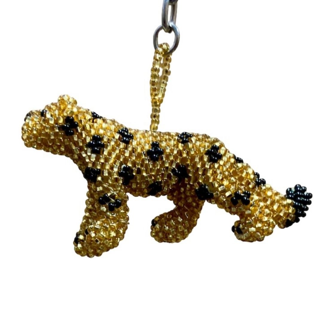 Cheetah Beaded Keychain