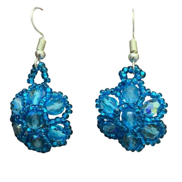 Crystal Flower Beaded Dangle Earrings
