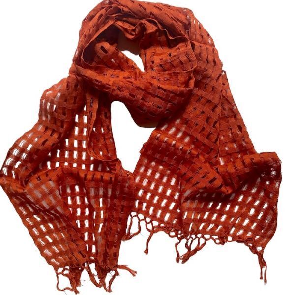 Picture of handwoven windowpane scarf