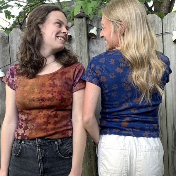 Floral Batik Print Scoop Neck Fitted T-Shirt