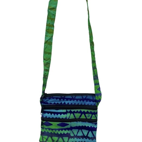 Batik Three Pocket Crossbody Bag