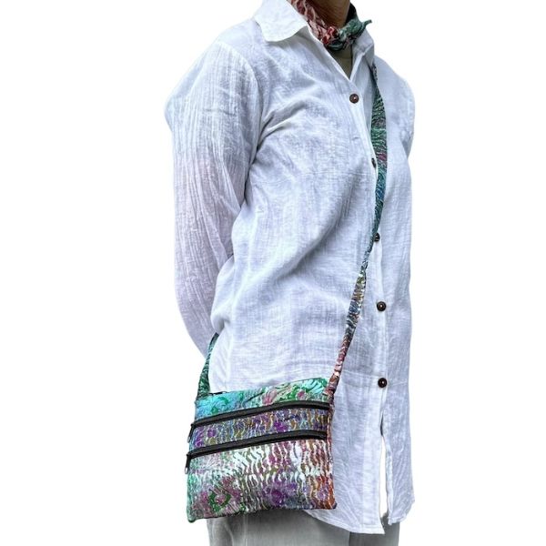 Batik Three Pocket Crossbody Bag