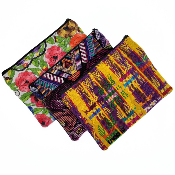Picture of huipil two pocket pouch - large