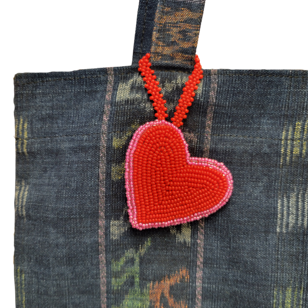 Picture of beaded heart bag charm