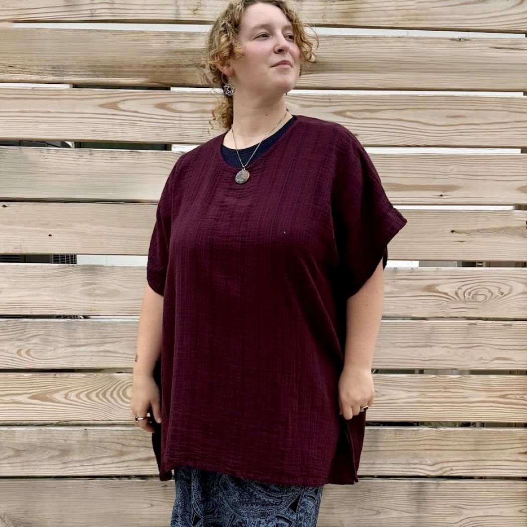 Gauzy Striped Long Boxy Top