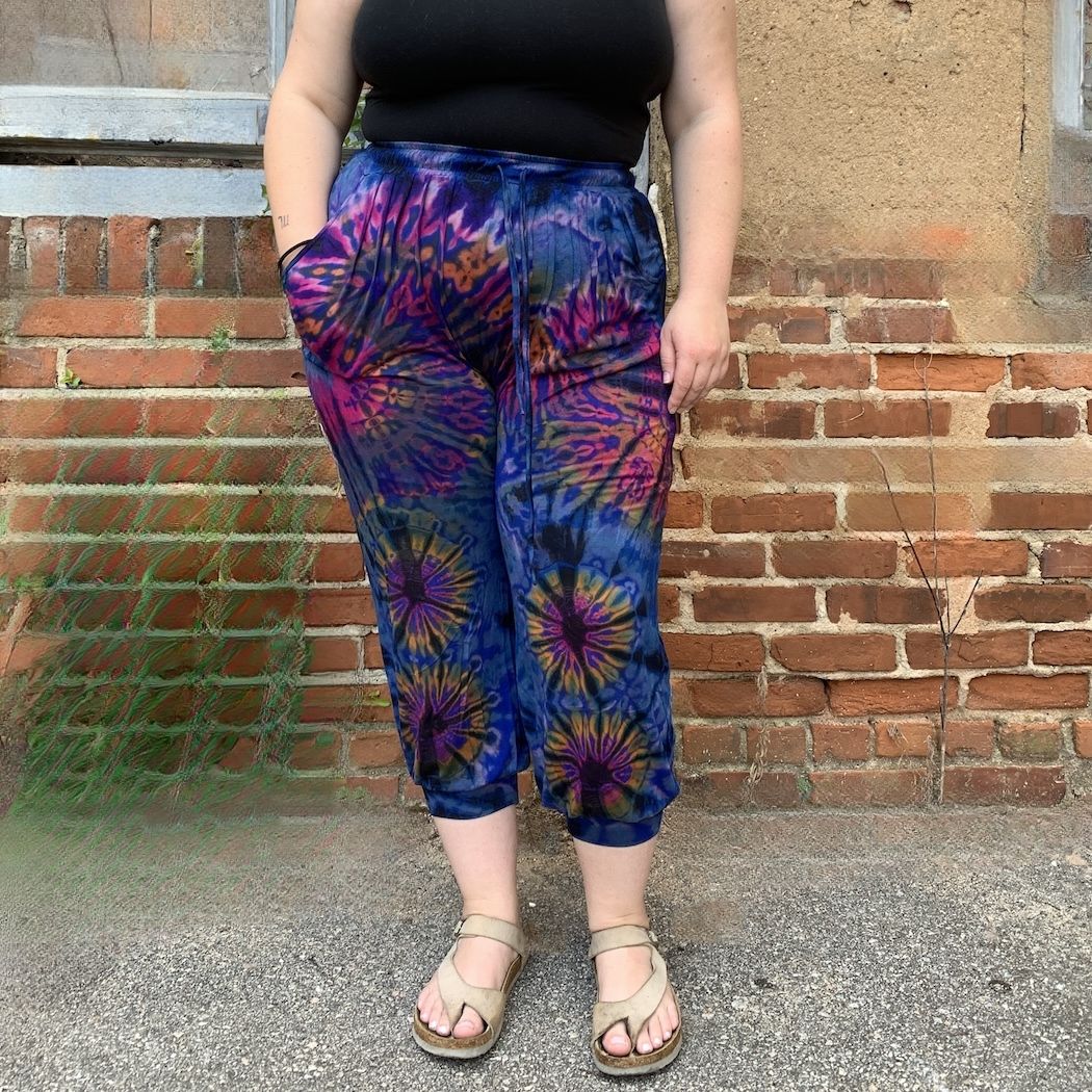 Blue Cropped Jenny Tie Dye Jogger Pants