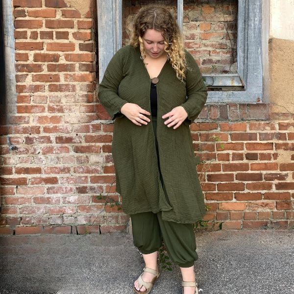 Cotton Gauze Coco Button Long Jacket