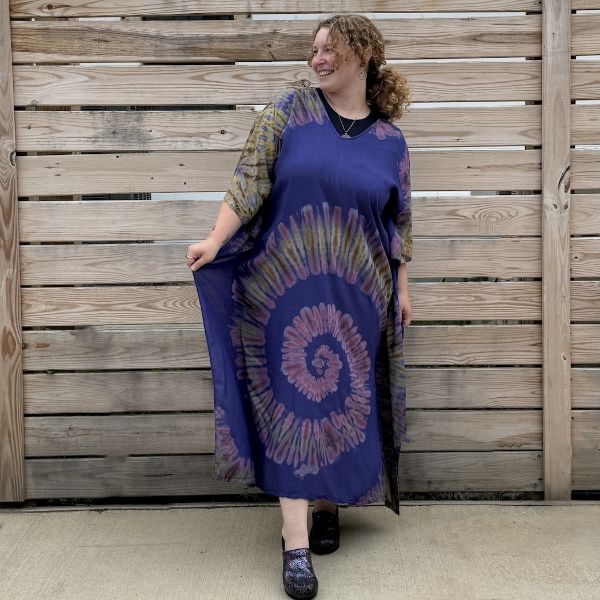 	Flowy Spiral Tie Dye Kaftan