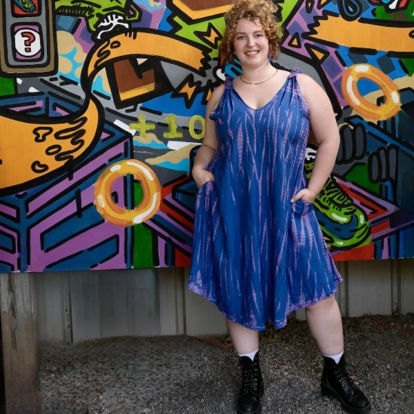 Tie Dye Scrunchie Strap Swing Dress
