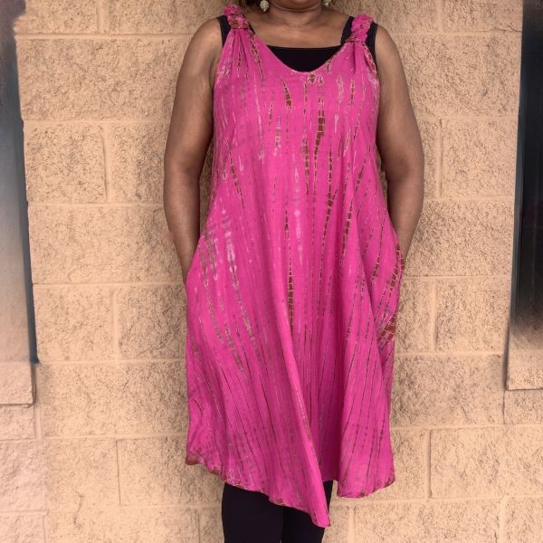 Tie Dye Scrunchie Strap Swing Dress