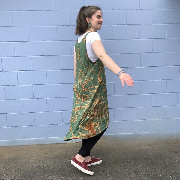 Green & Brown Chloe Tie Dye Sleeveless High-Low Tunic