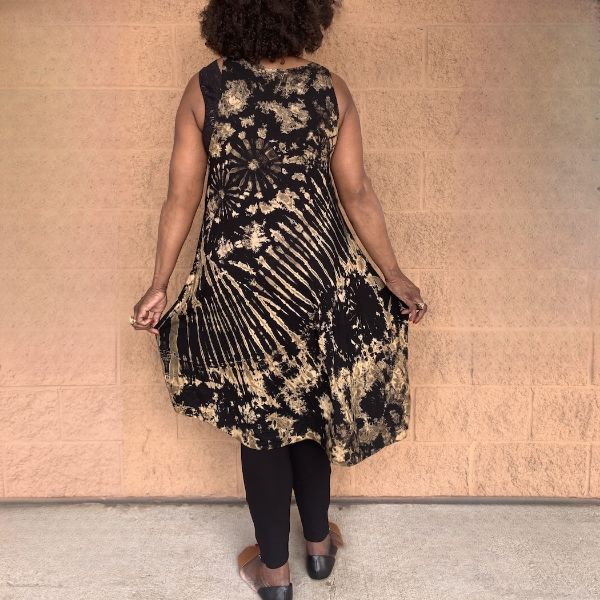 Black & Tan Chloe Tie Dye Sleeveless High-Low Tunic