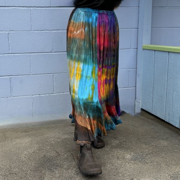 	Crinkle Flowy Tie Dye Maxi Skirt