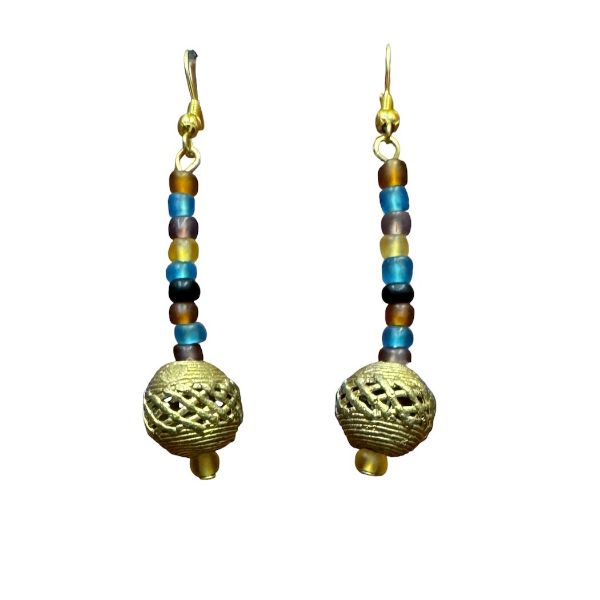 Picture of sunny glass bead earrings