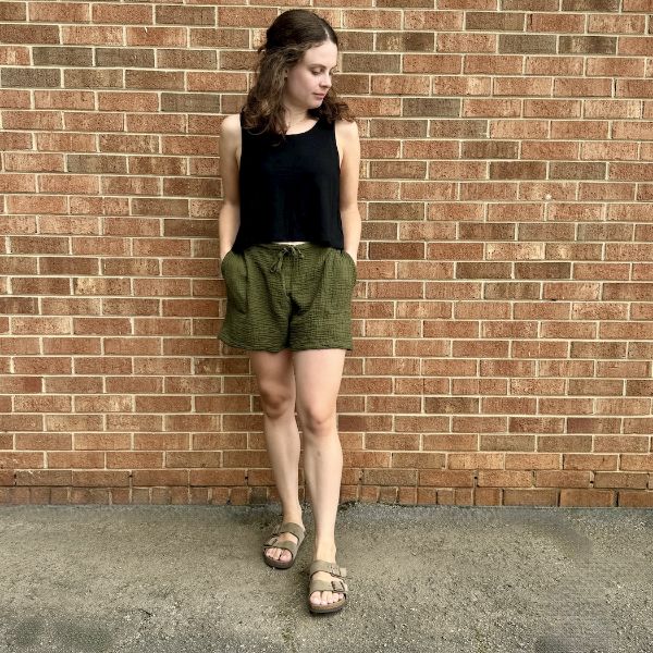 	Cotton Gauze Drawstring Shorts