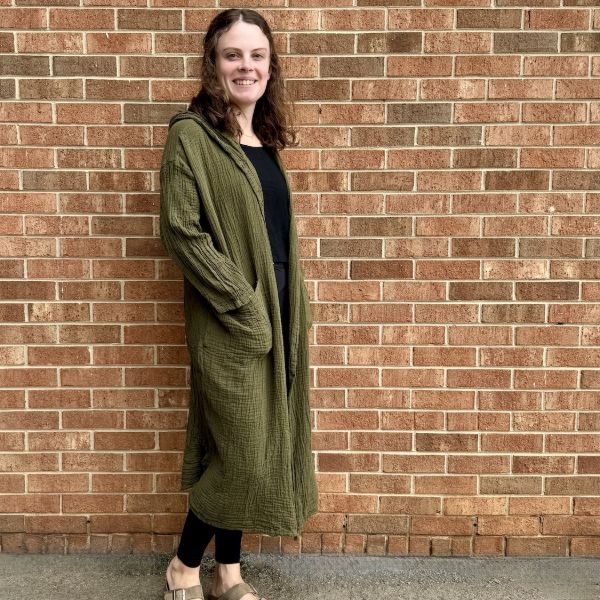 Gauzy Cotton Long Hooded Jacket