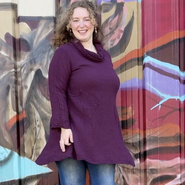 Picture of gauzy cowl neck tunic