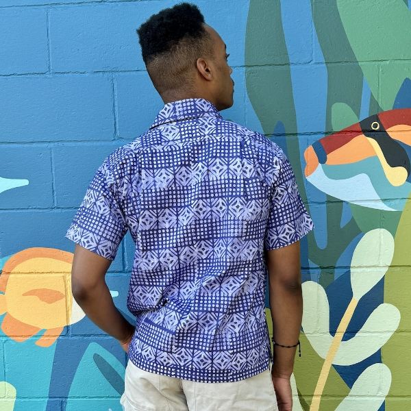 Picture of cotton batik ryan shirt - blue patterns