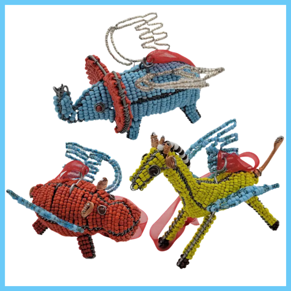 Picture of flying animal beaded wire ornament