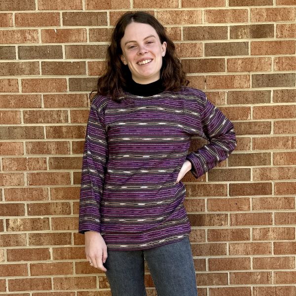 Striped Ikat Long Sleeve Crewneck T-Shirt