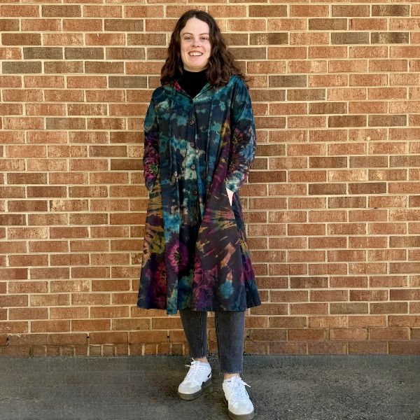 Tie Dye Long Button Up Hooded Jacket
