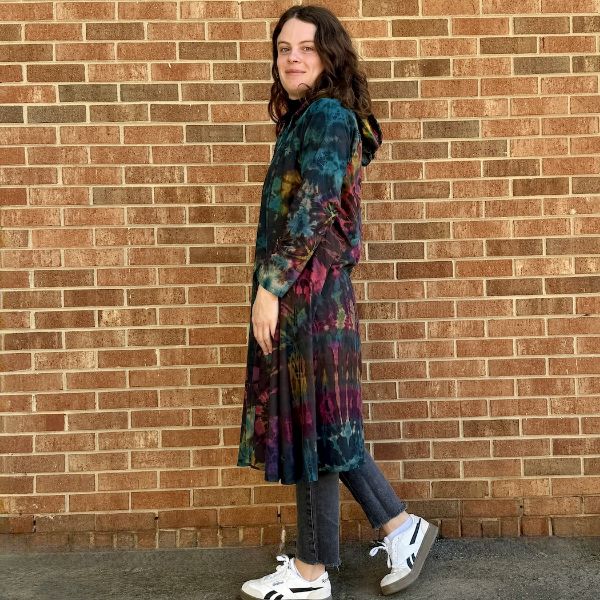 Tie Dye Long Button Up Hooded Jacket