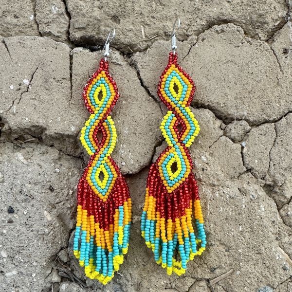 Picture of beaded peacock earrings