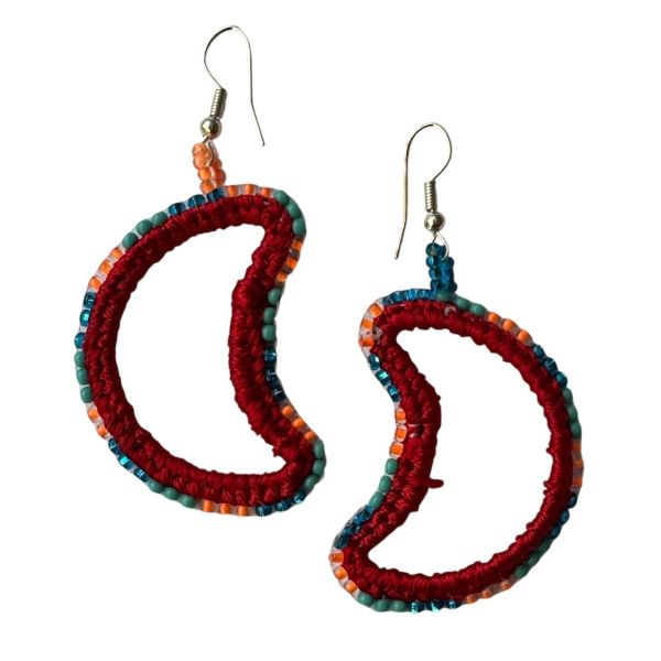 Moon Beaded Hoop Earrings