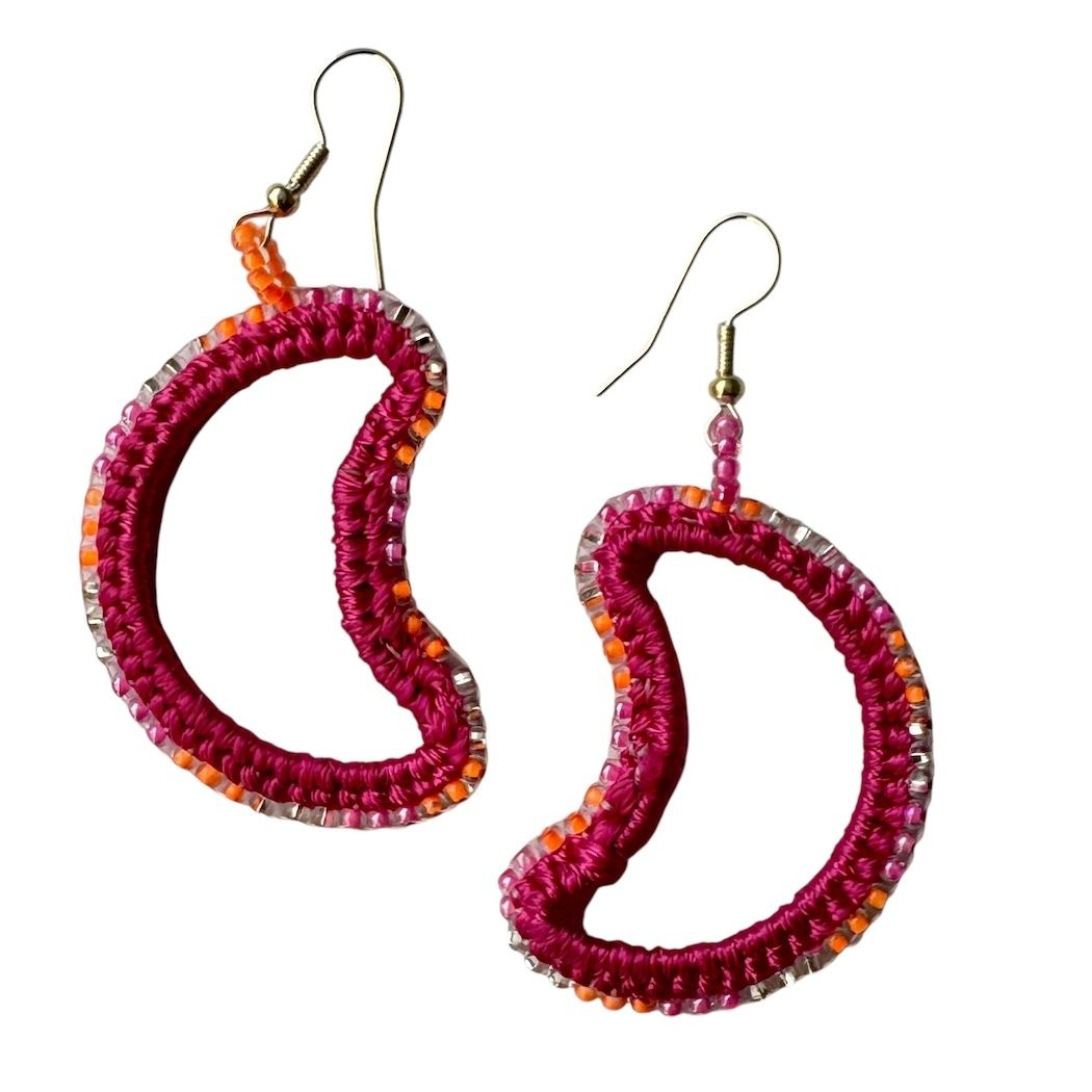 Moon Beaded Hoop Earrings