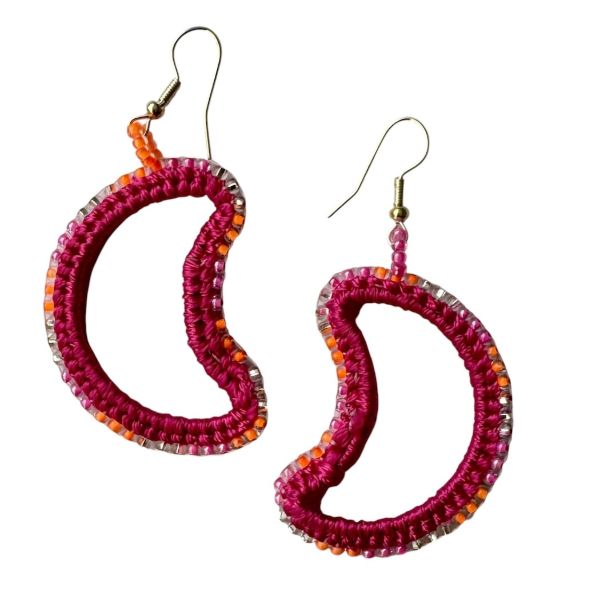Moon Beaded Hoop Earrings