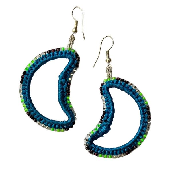 Picture of beaded moon hoop earrings